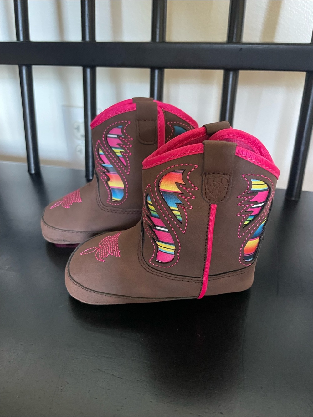 Ariat Lil’ Stompers Brown & Pink Western Boots. Size 4 (baby/toddler). Brand new